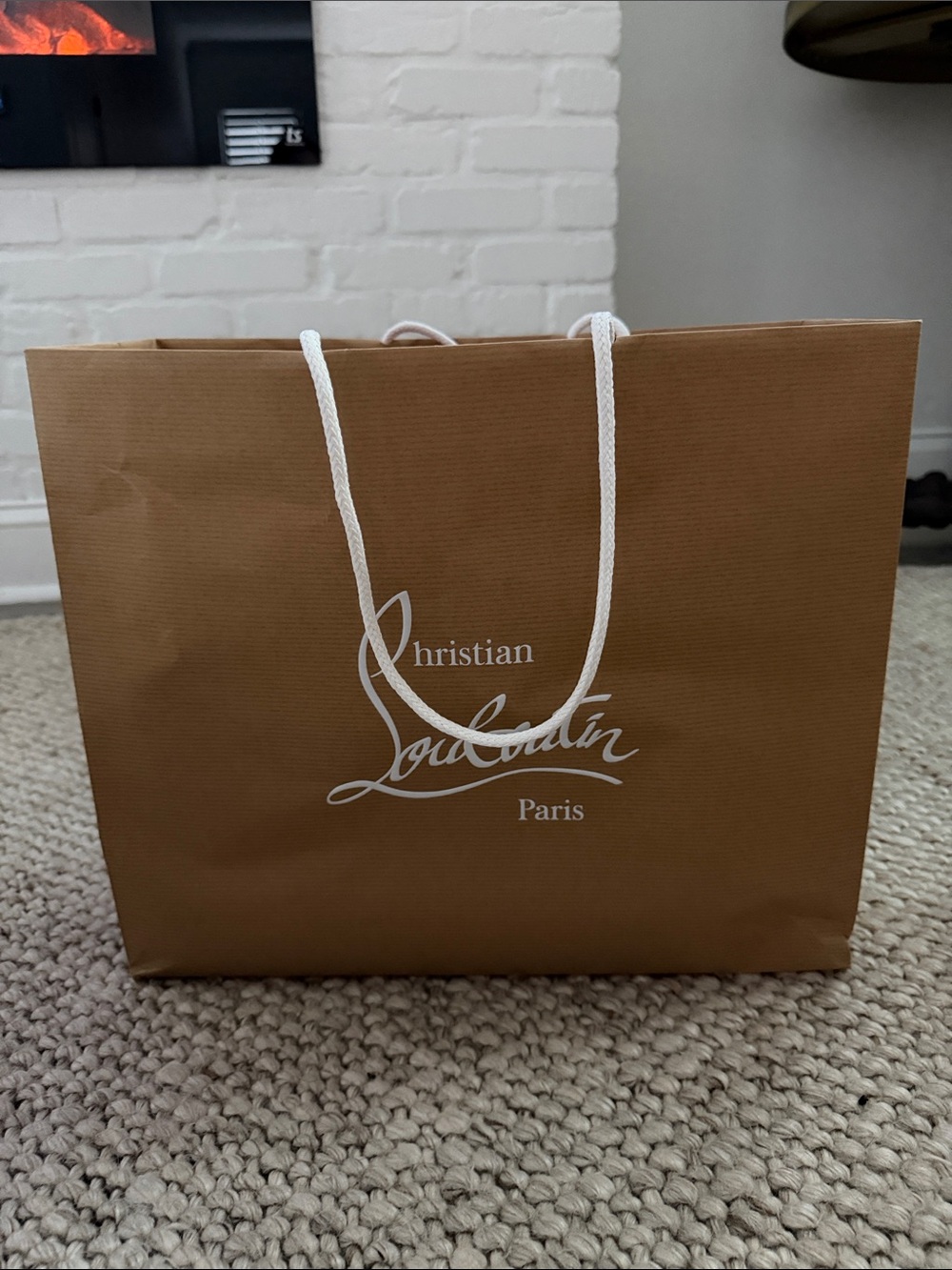 Christian Louboutin Brown Paper Tote with White Rope Handles